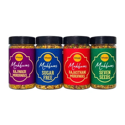 Ishaan Mukhwas Mouth Freshener PACK OF 4 - Rajwadi, Rajasthani, Sugar Free & 7 Seeds Saunf Mix | After Meal Digestive | 100g Each