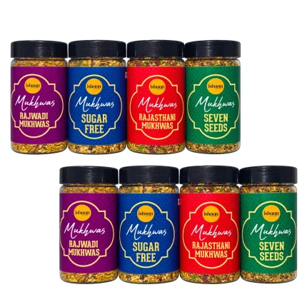 Ishaan Mukhwas Mouth Freshener PACK OF 4 - Rajwadi, Rajasthani, Sugar Free & 7 Seeds Saunf Mix | After Meal Digestive | 100g Each